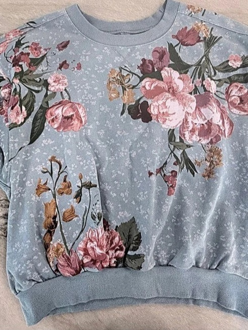 Pilcro Niki Bubble Sweatshirt Floral Bubble Sleeve Sweatshirt - Picture 4 of 5